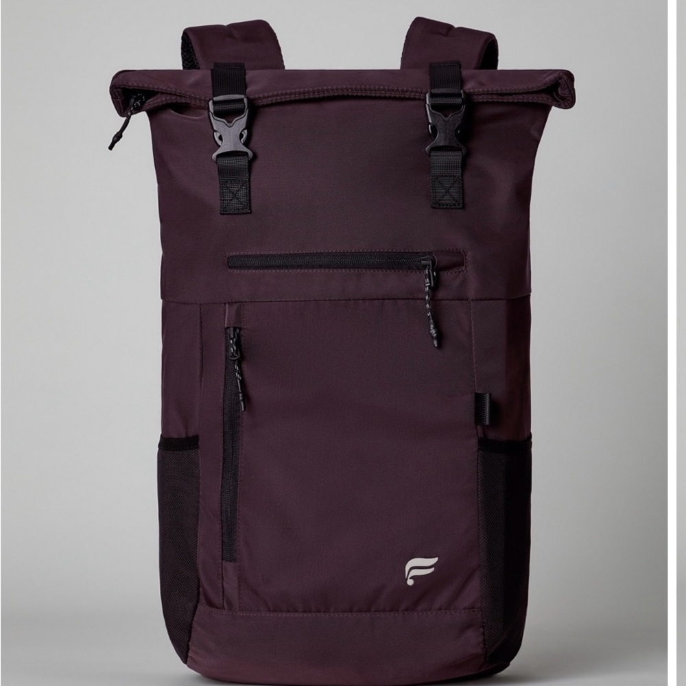 Fabletics Purple Roll-Top Backpack with Durable Fabric and Adjustable Straps